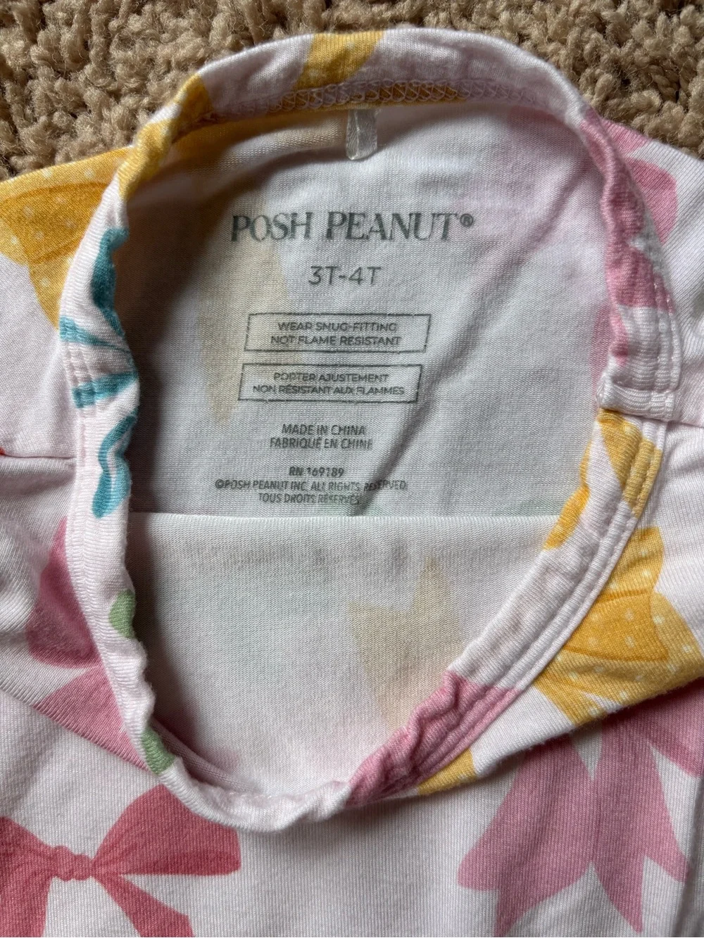 Bow-Print Long Sleeve Pajama Set - Multicolor Bows: Posh Peanut 3T-4T